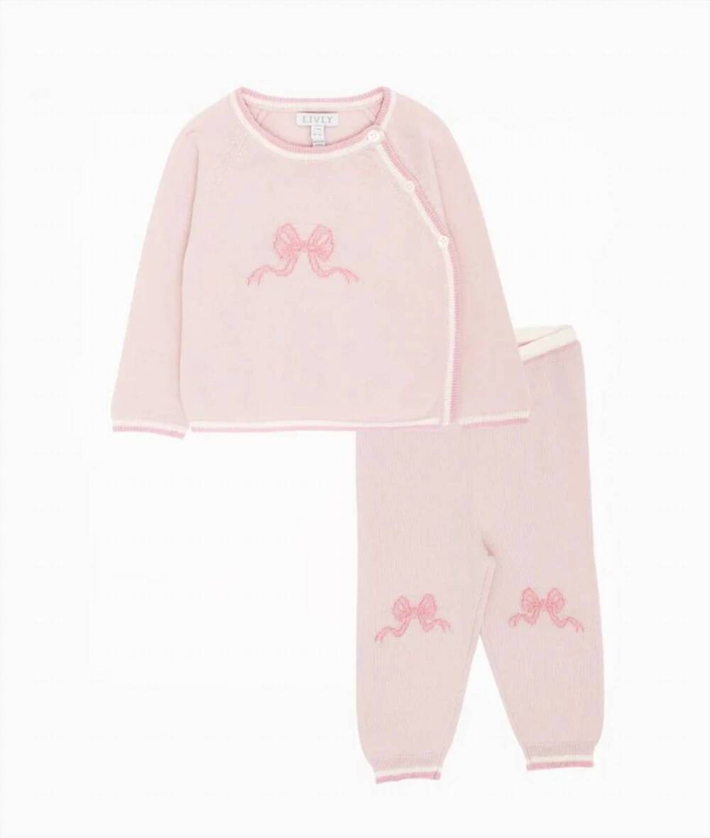 NEW LIVLY girl's bow envelope set in light pink